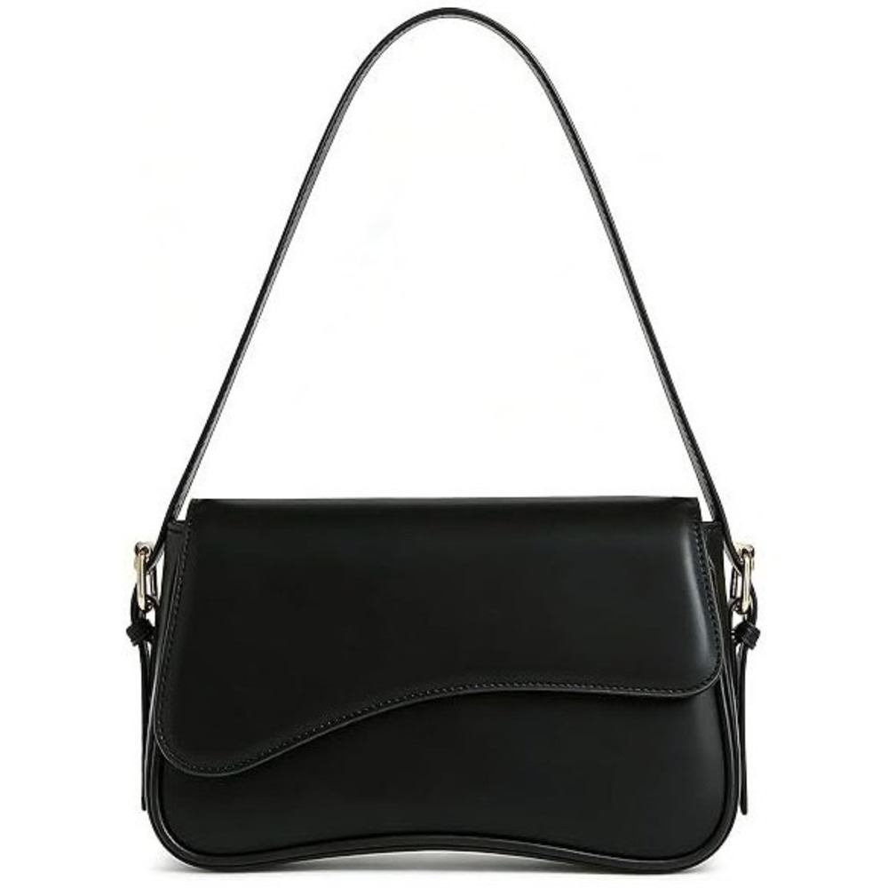 Amszke Shoulder Bag for Women Y2K Crossbody PU Leather Underarm Handbag Black